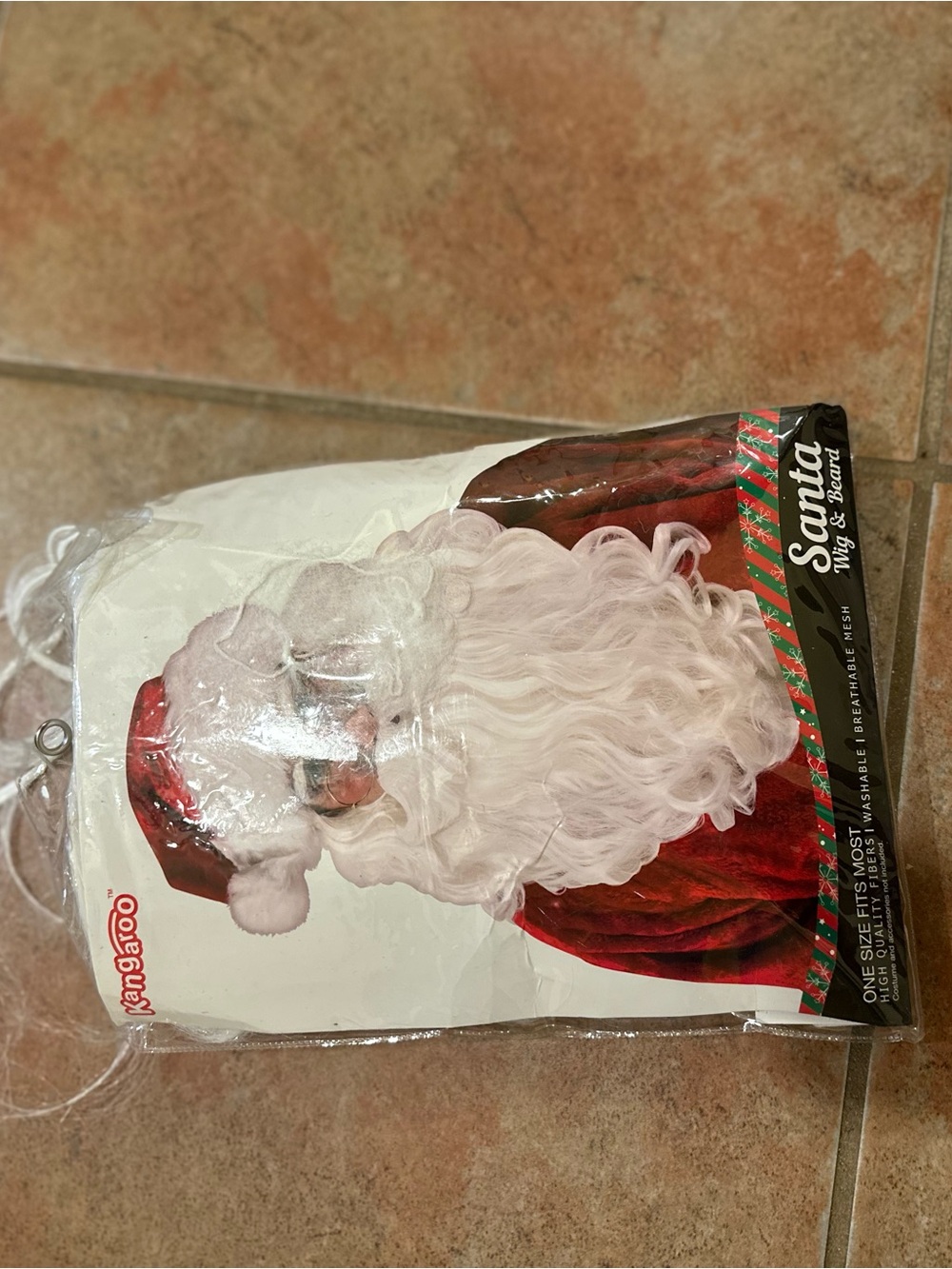 kangaROOS Santa Wig & Beard Set - White Beard, Red Hat
